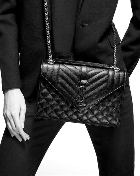 ysl envelope medium in quilted grain de poudre embossed leather|embossed leather envelope bag.